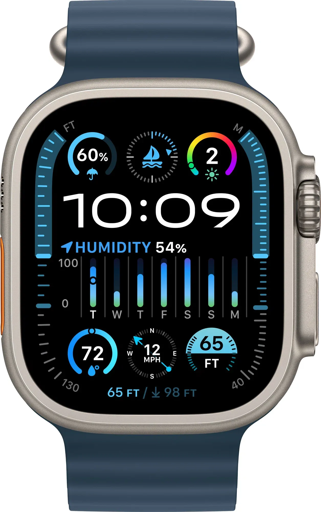 Умные смарт-часы Apple Watch Ultra 2, 49мм, GPS+Cellular, Titanium Case, Blue Ocean Band