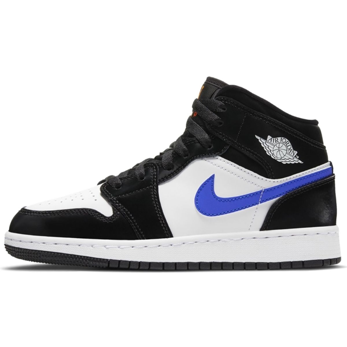 Подростковые кроссовки Jordan 1 Mid Black/Racer Blue/White GS