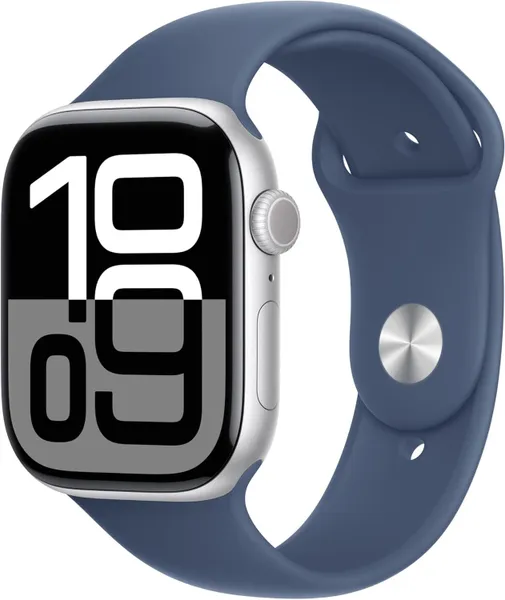 Умные смарт-часы Apple Watch Series 10, 42мм, GPS+Cellular, Silver Aluminum Case, Denim Sport Band